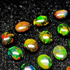 Natural Ethiopian Black Opal Cabochon: 9x7mm Oval Gemstone