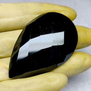 Natural Black Onyx Pear Shape Rose Cut, Black Onyx Loose Gemstone For Jewelry Making, Black Onyx Pear Loose Faceted Calibrated 53x34x8 mm