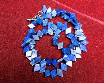 Lapis Lazuli Beaded Necklace, Micro Faceted Fancy Cut, 18 Inch