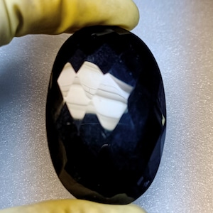 Natural Black Onyx Oval Rose Cut Gemstone (64x42x8 mm)