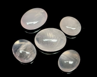 5 Oval Rose Quartz Cabochons: Loose Gemstones (10x8 to 15x11 MM)