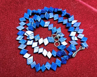 Natural Lapis Lazuli Beaded Necklace, Micro Faceted Blue Gemstone