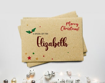 Christmas Envelope – Personalised Christmas Money Wallets, Gift Card Envelope, Stocking Filler, Christmas Money Envelopes
