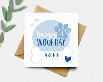 Personalised Dog Birthday Card, Birthday Card for Dog, Happy Woofday, Any Age