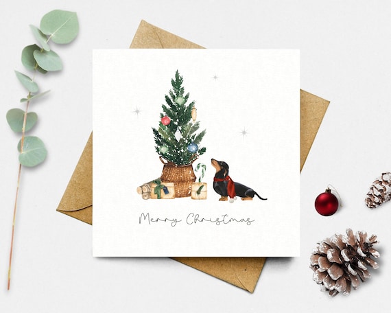 Dachshund Christmas Card, Sausage Dog Christmas Card for Dog Lover, Dog Christmas Card
