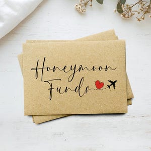 Honeymoon Funds Money Envelope, Envelope for Wedding Gift, Money Wallet, New Couple, Just Married, Honeymoon Fund image 1