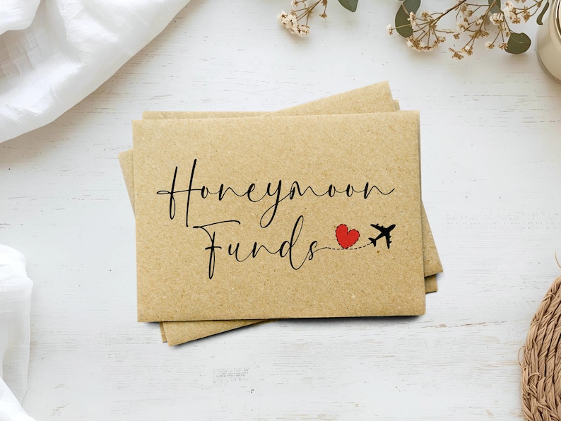 Honeymoon Funds Money Envelope, Envelope for Wedding Gift, Money Wallet, New Couple, Just Married, Honeymoon Fund image 1