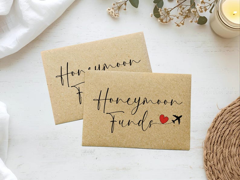 Honeymoon Funds Money Envelope, Envelope for Wedding Gift, Money Wallet, New Couple, Just Married, Honeymoon Fund image 2
