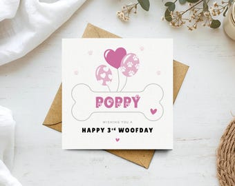 Personalised Dog Birthday Card, Birthday Cards for Dog, Happy Woofday, Custom Age