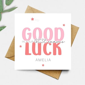 Good Luck in your Exams Card - Personalised Good Luck in your GCSE Exams Card, A-Level Exams, BTEC, GCSEs etc