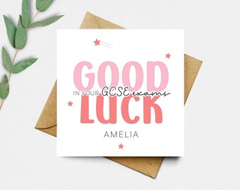 Good Luck in your Exams Card - Personalised Good Luck in your GCSE Exams Card, A-Level Exams, BTEC, GCSEs etc