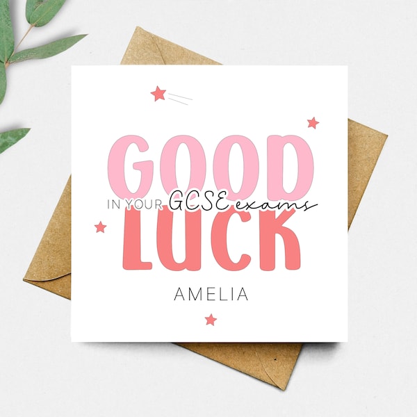 Good Luck in your Exams Card - Personalised Good Luck in your GCSE Exams Card, A-Level Exams, BTEC, GCSEs etc