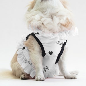 Customizable white waterproof fabric harness for dogs up to 4 kg in weight / pet accessories / made in Italy image 1