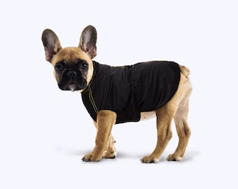 Custom made raincoat for small dog/black dog rain coat/pet coat/winter dog clothing/sizes XXS to XL