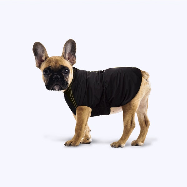 Custom made raincoat for small dog/black dog rain coat/pet coat/winter dog clothing/sizes XXS to XL