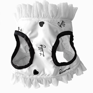 Customizable white waterproof fabric harness for dogs up to 4 kg in weight / pet accessories / made in Italy image 2