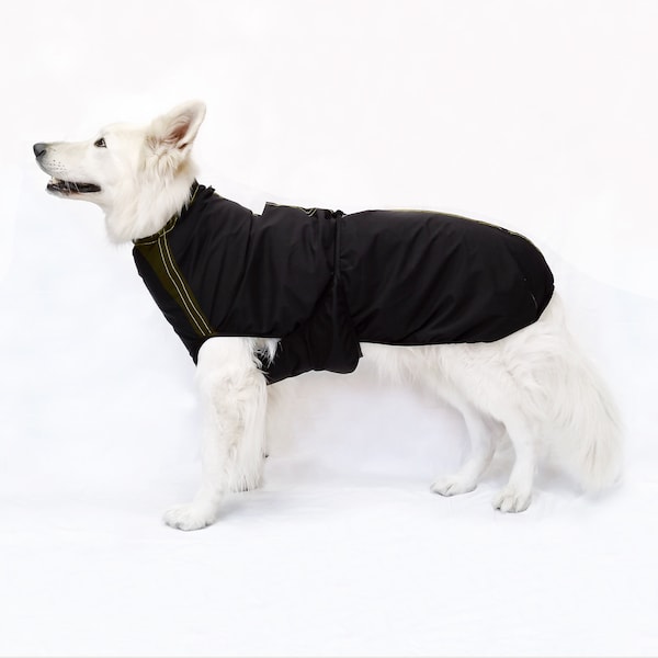 Regenmantel für große Hunde/ Schwarzer Regenmantel für Hunde/ Winterkleidung für Hunde/ Größen M bis XXL