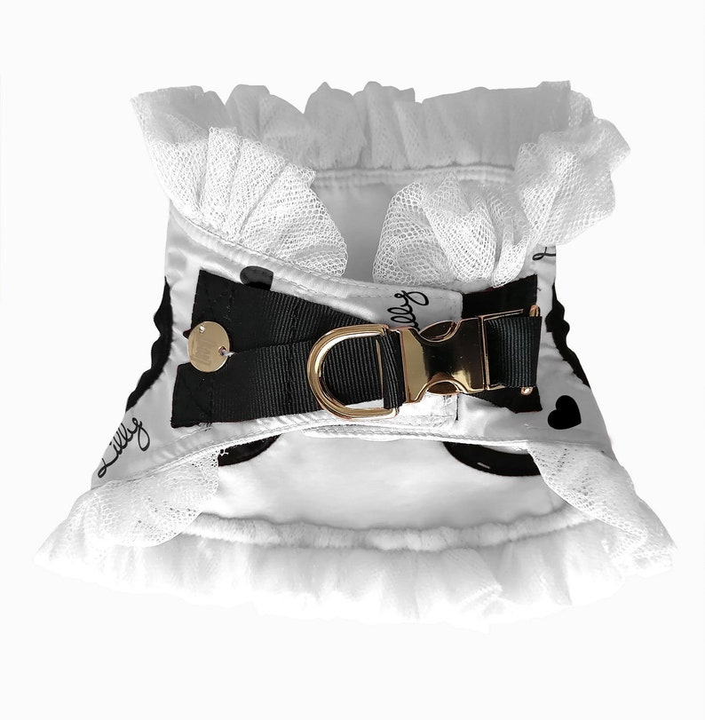 Customizable white waterproof fabric harness for dogs up to 4 kg in weight / pet accessories / made in Italy image 4