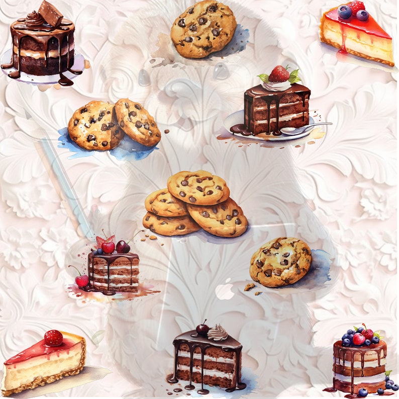 Watercolor Desserts 100 Clipart Bundle Digital Download - Etsy
