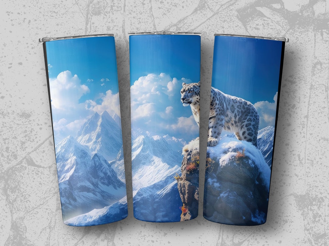 Cliff's Guardian Snow Leopard Fantasy Art 20oz Tumbler Design