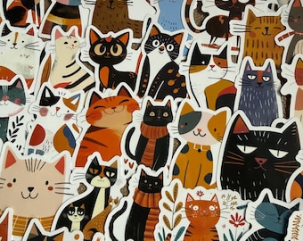 Cozy Cats Sticker Set - Kawaii Illustrated Cat Vinyl Waterproof Decals