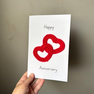 Handmade Valentine’s Day Card with Crochet Heart; Crochet Card; Crochet Valentine Card; Crochet Love Card
