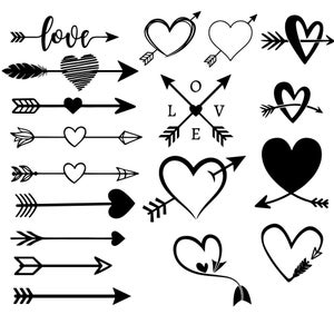 Pfeil SVG Bundle Pfeil Cut Datei Pfeil Clipart Boho Tribal Pfeile mit Herz Valentinstag Love Dekor Verzierung Rahmen Silhouette Cricut Vinyl
