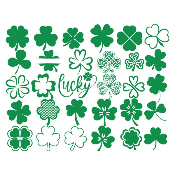 Shamrock SVG, Clover Leaf SVG, Trefoil Svg, Saint Patricks Day Svg, Four Leaf Svg, For Cricut, For Silhouette, Cut File, Dxf, Png, Svg