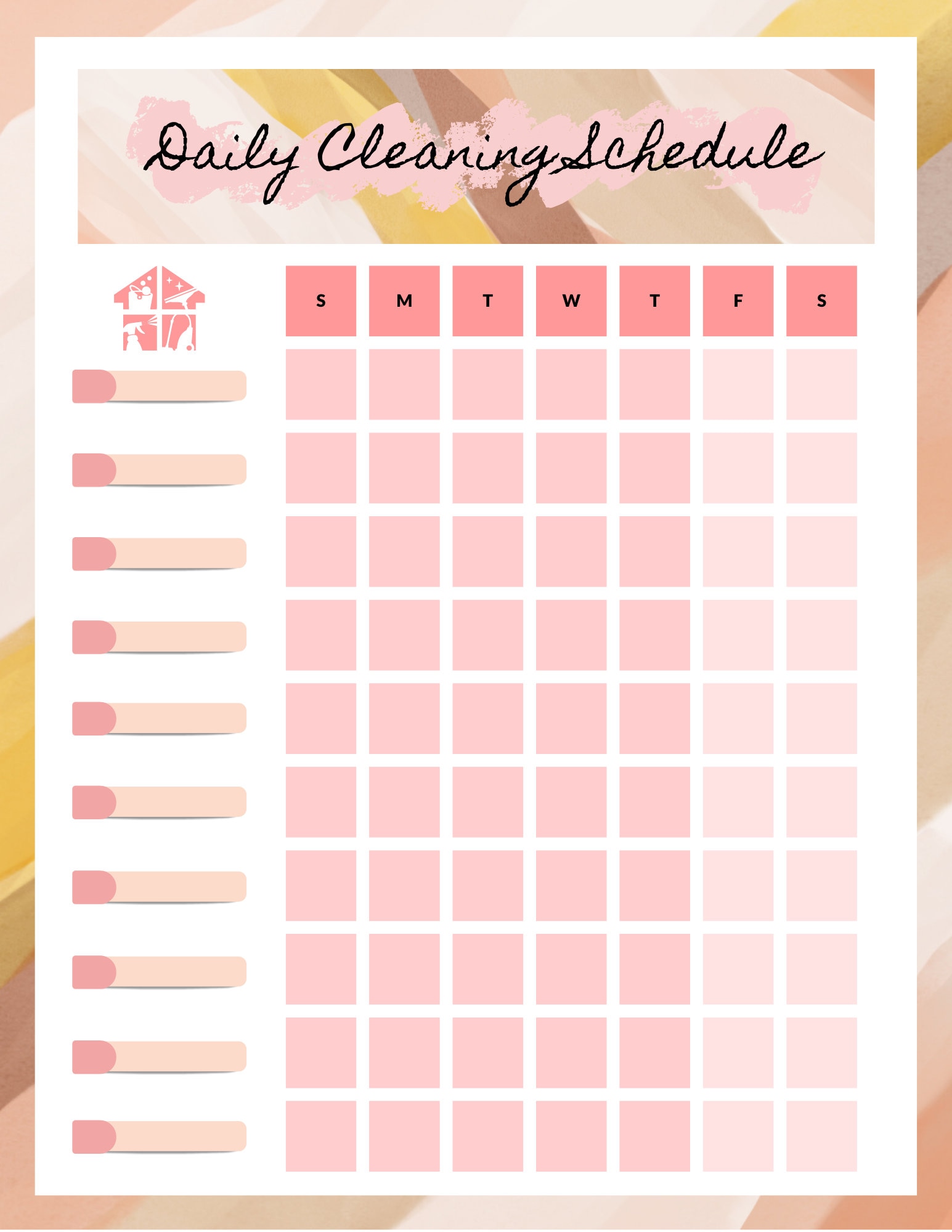 Blank Cleaning Schedule - Etsy