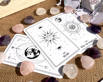 78 TAROT CARDS DECK, Divination Oracle Deck, Witchcraft Cards, Tarot Guidebook, Celestial White Tarot Deck, Unique Tarot Card
