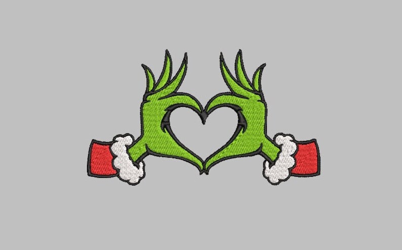 Grinch Heart Hands Digitized Embroidery Design File in 10 File - Etsy
