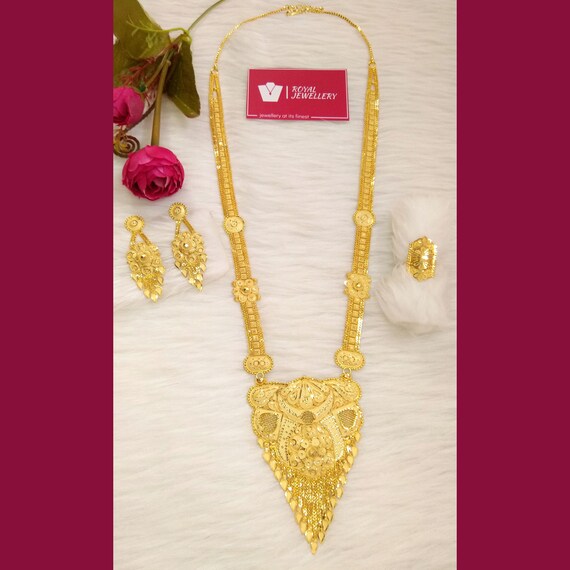 24 carat gold long necklace deals