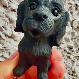 Black obsidian dog carving around 6cm