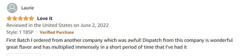 Puede incluir: Una rese&ntilde;a de cinco estrellas de un producto con el texto "Me encanta". La rese&ntilde;a se escribi&oacute; en los Estados Unidos el 2 de junio de 2022. El revisor afirma que el producto es maravilloso y se ha multiplicado inmensamente en un corto per&iacute;odo de tiempo.