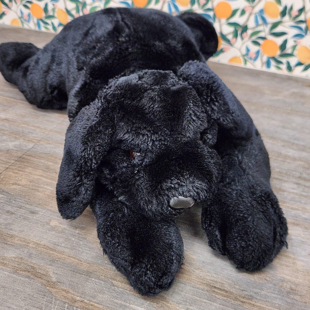 Vintage Folkmanis Black Labrador Dog Puppet - Soft Floppy Black Dog ...