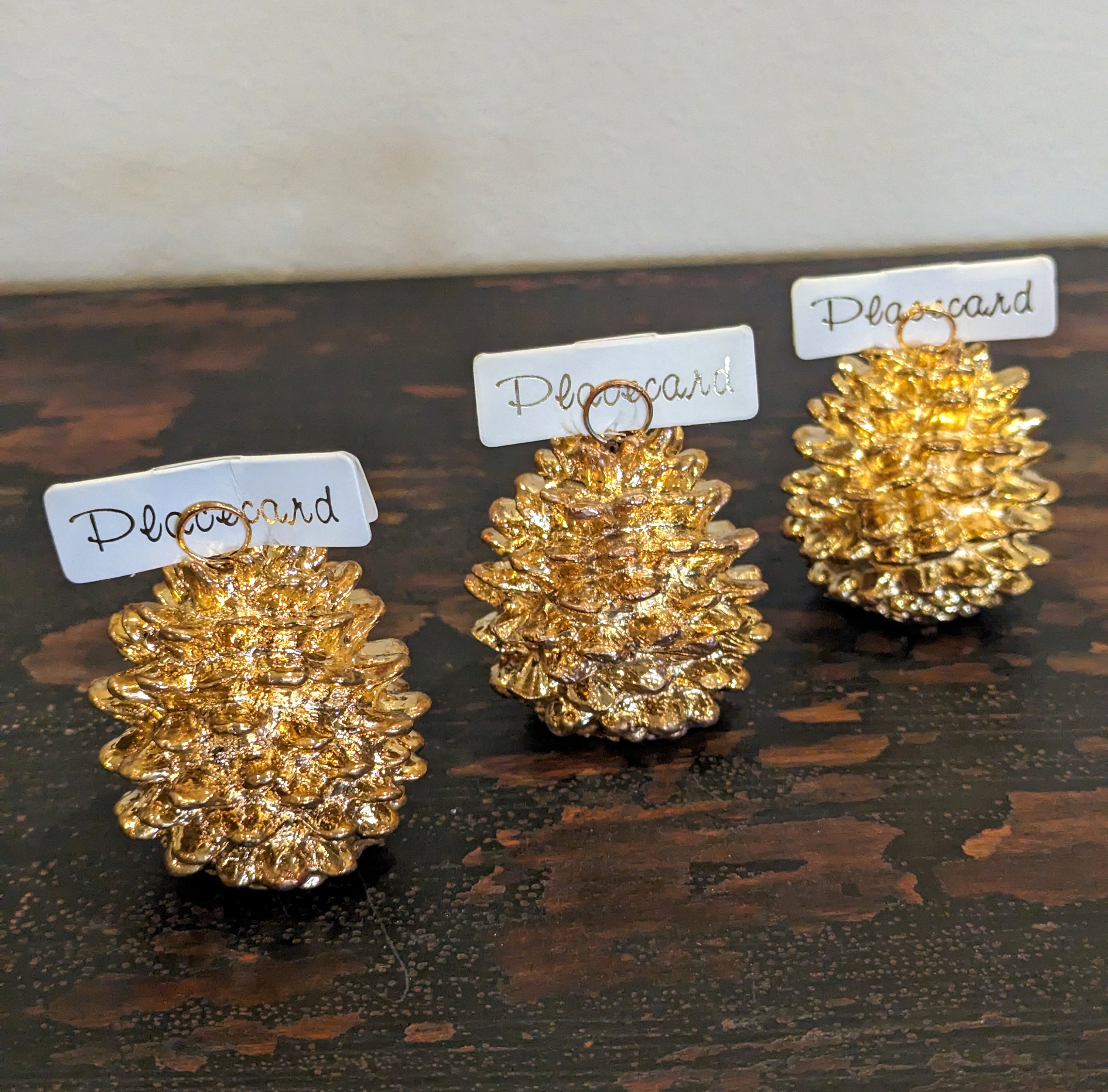 Pewter Pine Cone Place Card Holders in Shiny Gold Color Mix & Etsy