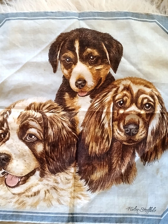 Vintage Fisba Stoffels Puppy Dog Portrait Trio Han