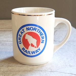 Vintage Railway Mug ~ Great Northern Railway Gold Rimmed Mug with Rocky the Mountain Goat Logo
