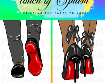 Red Bottoms Couples Paint Kit: Pre-Drawn Canvas Set