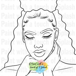 Pre Drawn Canvas: Deep Thought Woman Portrait, Paint Party Art zdjęcie 2