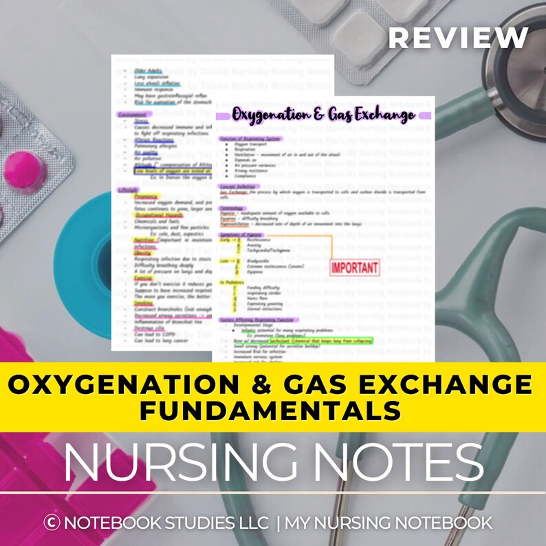 Oxygenation & Gas Exchange Nursing Notes Study Guide PDF - Etsy UK