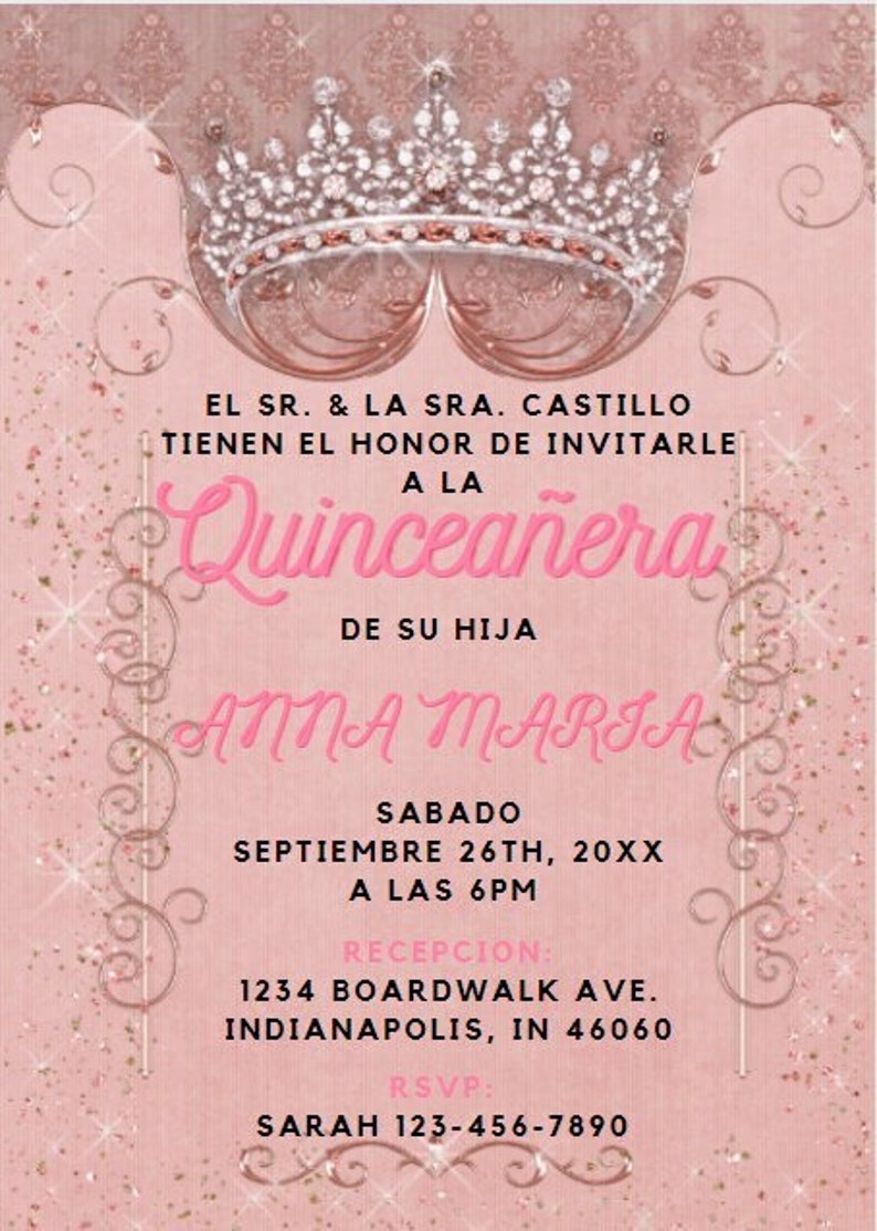 QUINCEANERA Invitation QUINCEANERA Digital Invitation Etsy