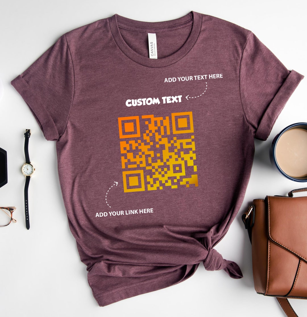 Personalized Custom Text QR Code T-shirt, Wanna Date Me QR Code Tee ...