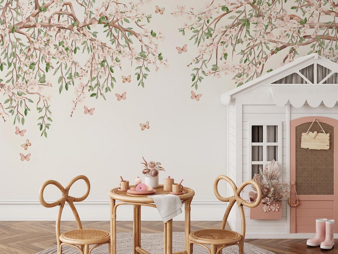 Cherry Blossom Tree Branch Wallpaper Mural | Peel and Stick Nursery ...