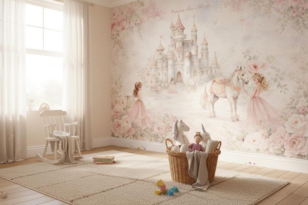 Princess Castle Nursery Wallpaper Mural - Fairytale Girls Room Decor - Etsy