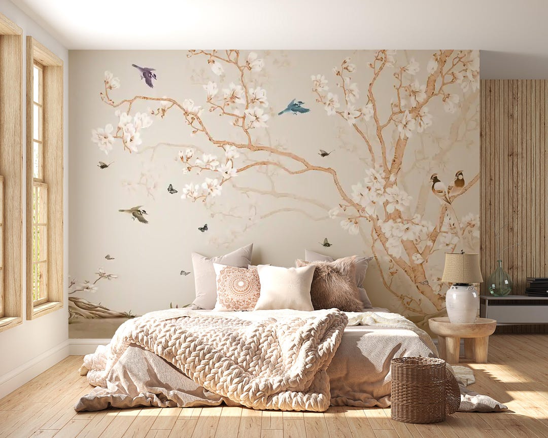 Chinoiserie Cherry Blossom Tree Removable Peel and Stick Wallpaper ...
