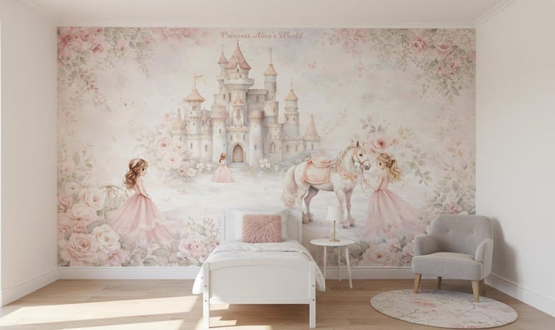 Princess Castle Nursery Wallpaper Mural - Fairytale Girls Room Decor - Etsy
