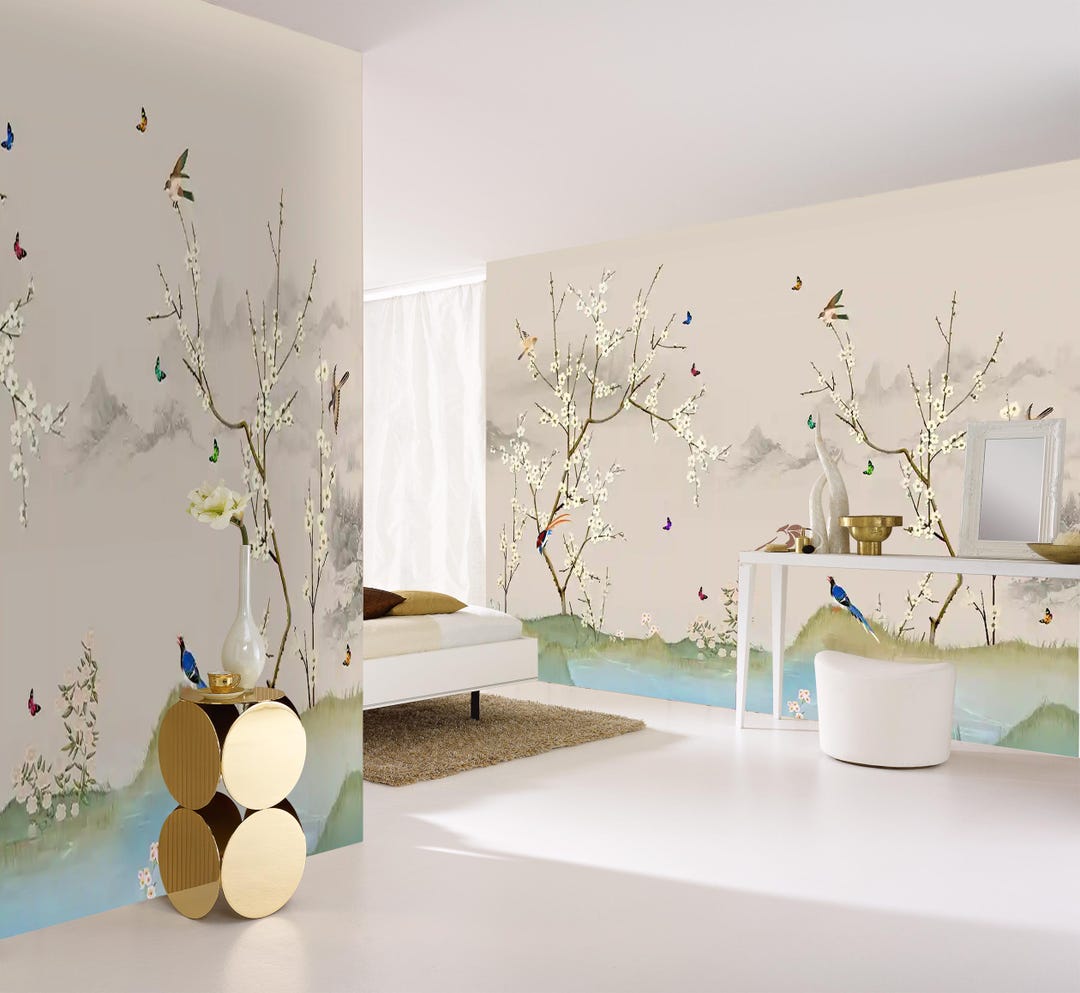 Chinoiserie Cherry Blossom Tree Removable Peel and Stick Wallpaper ...