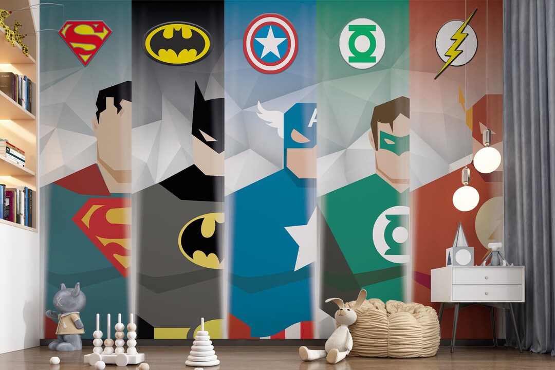 Super Heroes Wallpaper ,avengers Wallpaper, Marvel Mural for Boy Kids ...
