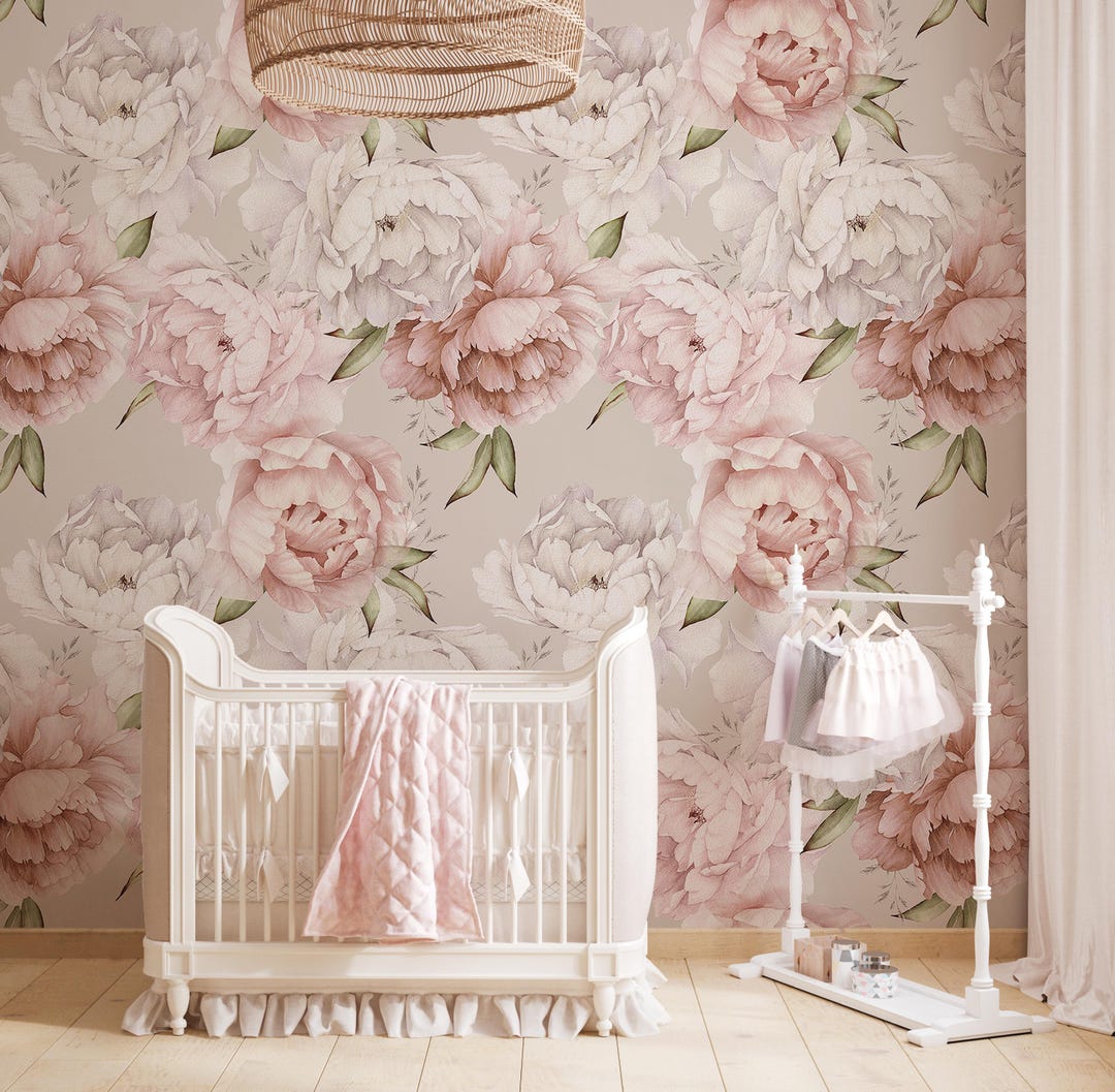 Pastel Peony Wallpaper Peel and Stick Watercolor Soft Floral Wall Mural ...